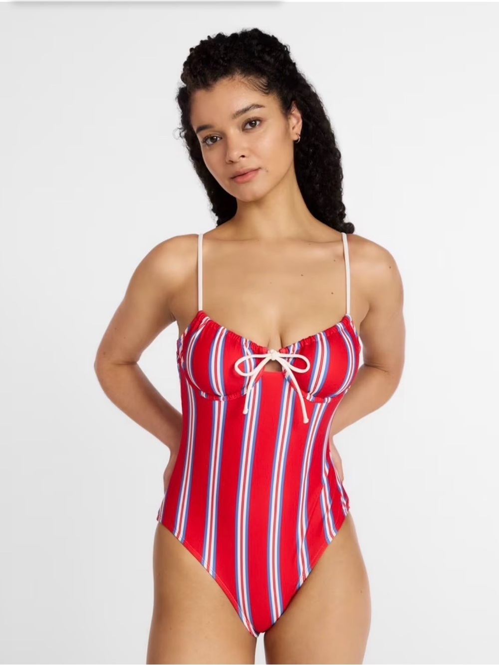 No Boundaries Striped Underwire One Piece Swimsuit, Women's - Small